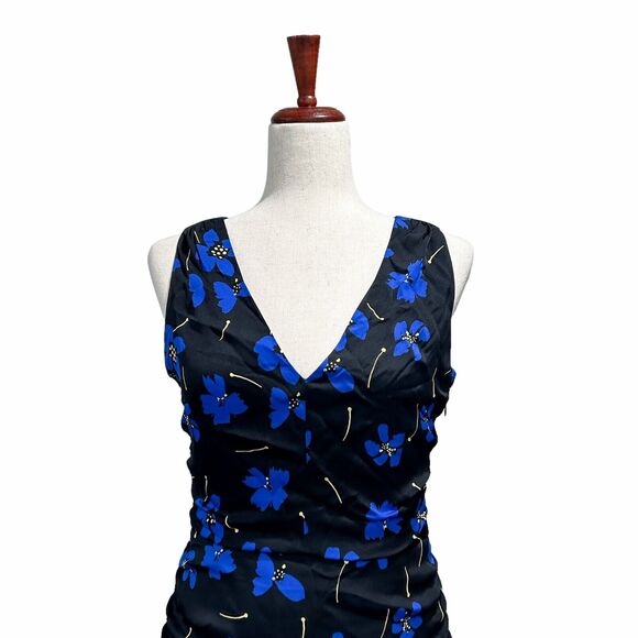 Milly NWT Butterfly Stretch Silk Pam Dress Size 4 Women's Ruched‎ Sheath Blue - Picture 9 of 14